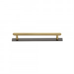 M Marcus Heritage Brass Stepped Design Cabinet Pull with Plate 96mm Centre to Centre